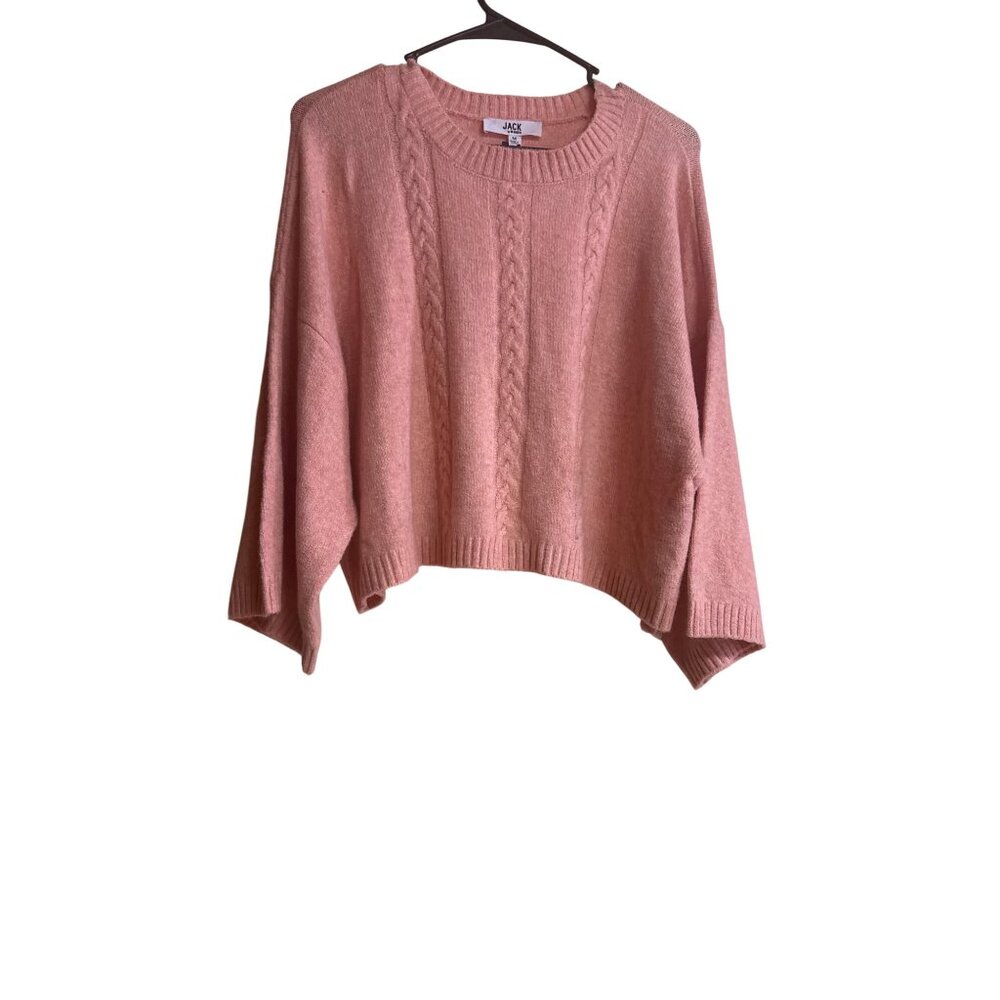 Jack By BB Dakota Peach Beige Cable Knit Medium Boxy Sweater Womens Pullover M M